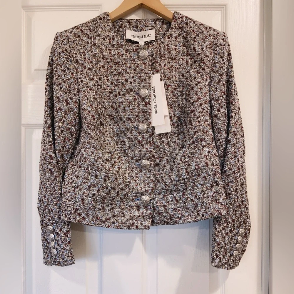 NWT $598 Veronica Beard Nathan Shimmer Tweed Jacket - Picture 4 of 7